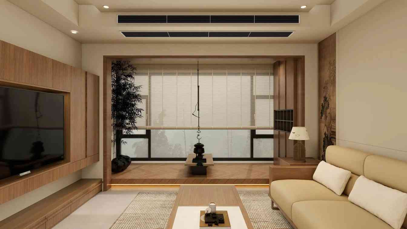 新中式客厅设计|把江南水墨画搬进家