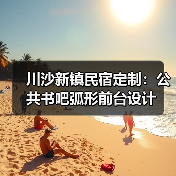 川沙新镇民宿定制：公共书吧弧形前台设计（图3）