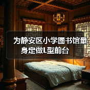 为静安区小学图书馆量身定做L型前台（图4）