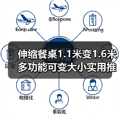 伸缩餐桌1.1米变1.6米多功能可变大小实用推荐
