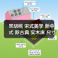 黑胡桃 宋式美学 新中式 新古典 实木床 尺寸有：1.5米，1.8米， 多种配置可选。